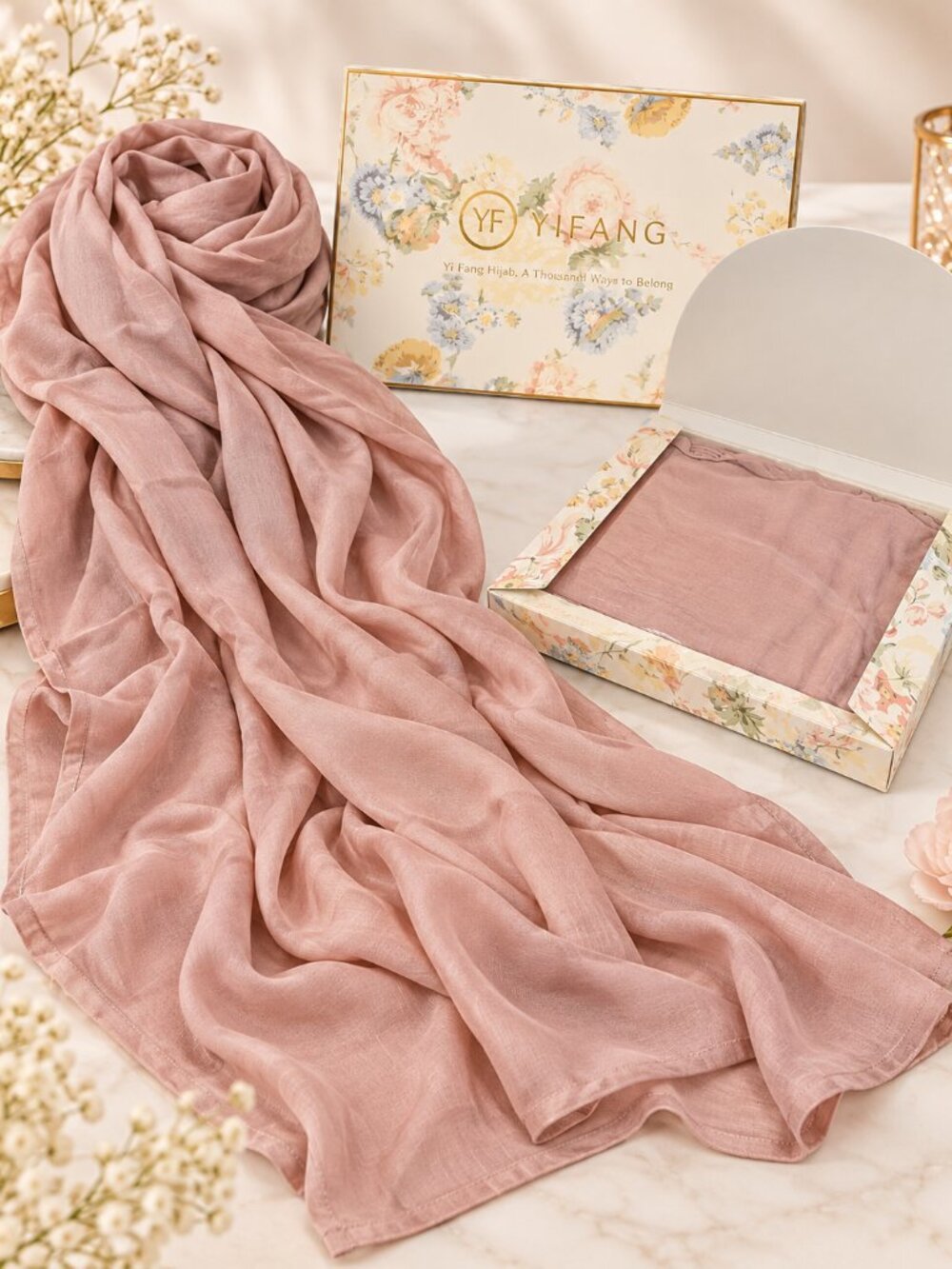 Soft Mauve Scarf 72x27 Oversized Wrap Shawl Elegant